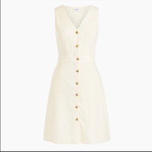 NWT J Crew button up cream linen dress